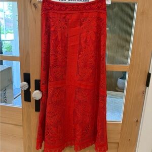 Farm Rio Red Lace Skirt